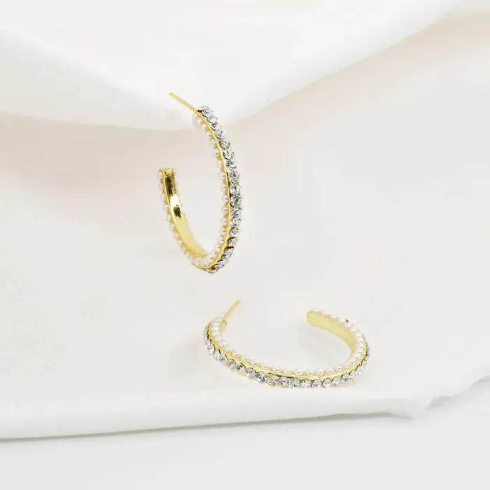 Pearly Sparkle Hoop Earrings Treasure Jewels Earrings