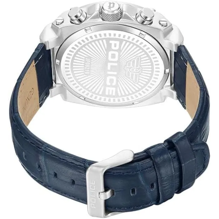 Police Watches Police Norwood Gents Chronograph Charcoal Dial Silver Blue Leather Strap Watch