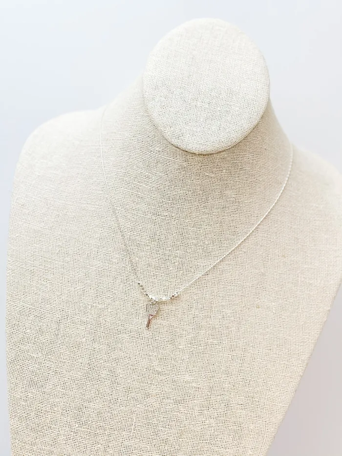 Prep Obsessed CNC Necklaces Rhinestone Key Pendant Necklace Silver