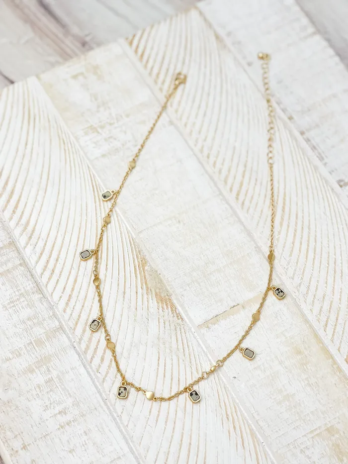 Prep Obsessed CT Necklaces Semi Precious Dangle Charm Necklace Spotted