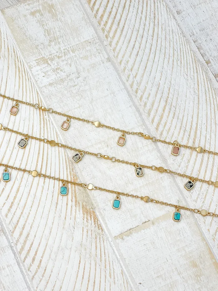 Prep Obsessed CT Necklaces Semi Precious Dangle Charm Necklace Spotted