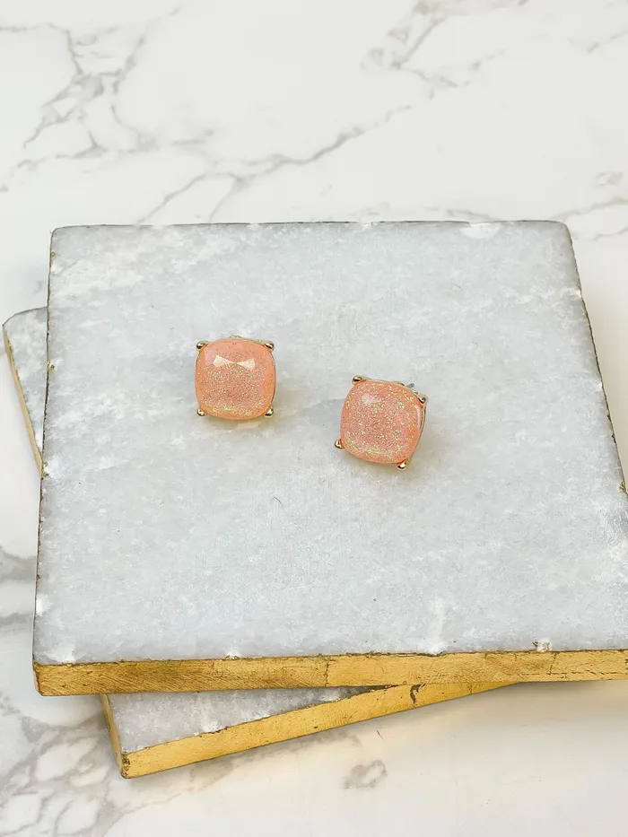 Prep Obsessed VP Earrings Glittery Glass Crystal Stud Earrings Cream