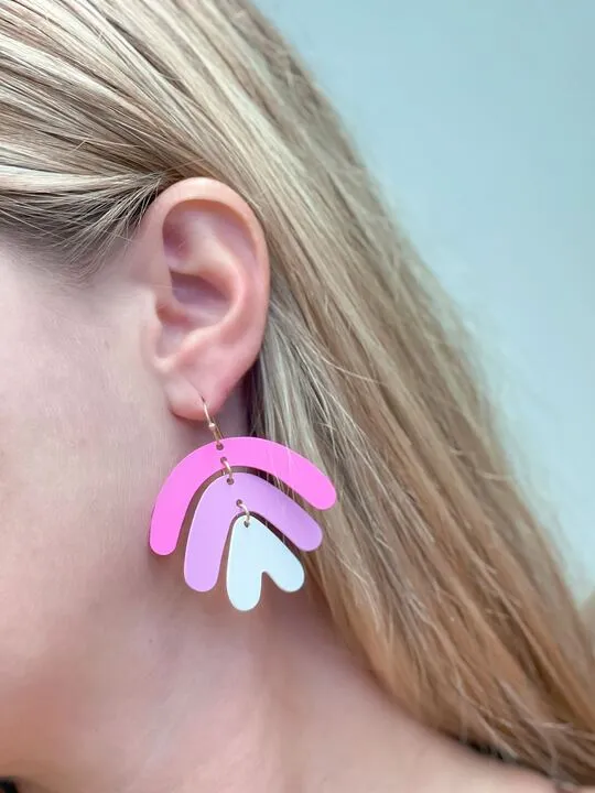 Prep Obsessed WT Earrings Pink Geometric Arch Dangle Earrings