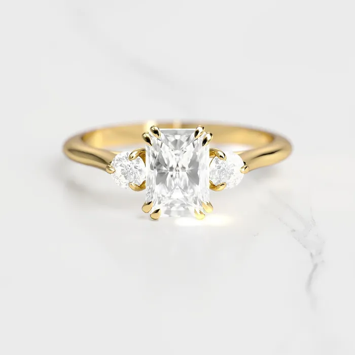 Radiant Diamond Ring with Accent Stones Capucinne Rings