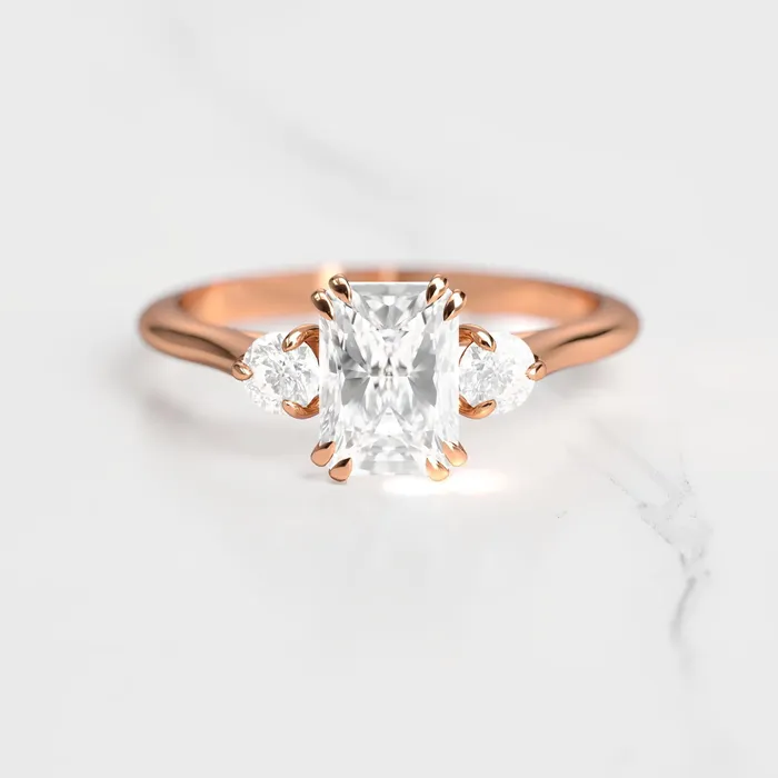 Radiant Diamond Ring with Accent Stones Capucinne Rings
