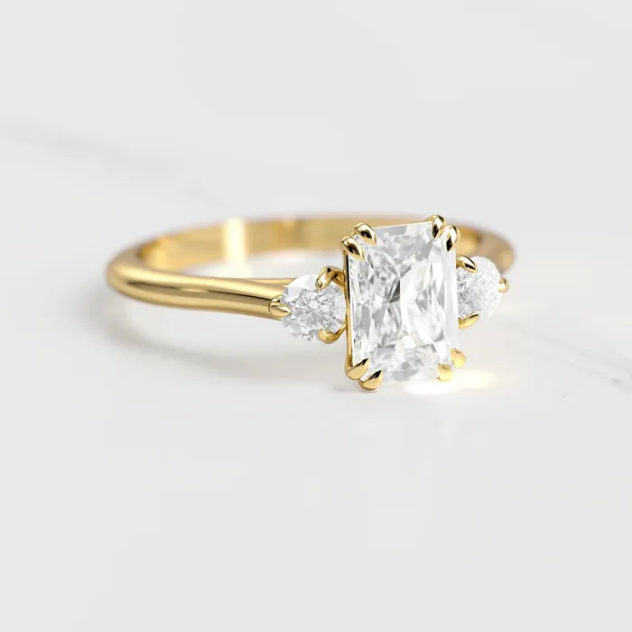 Radiant Diamond Ring with Accent Stones Capucinne Rings