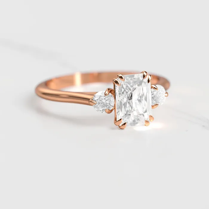 Radiant Diamond Ring with Accent Stones Capucinne Rings