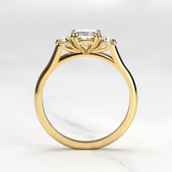 Radiant Diamond Ring with Accent Stones Capucinne Rings
