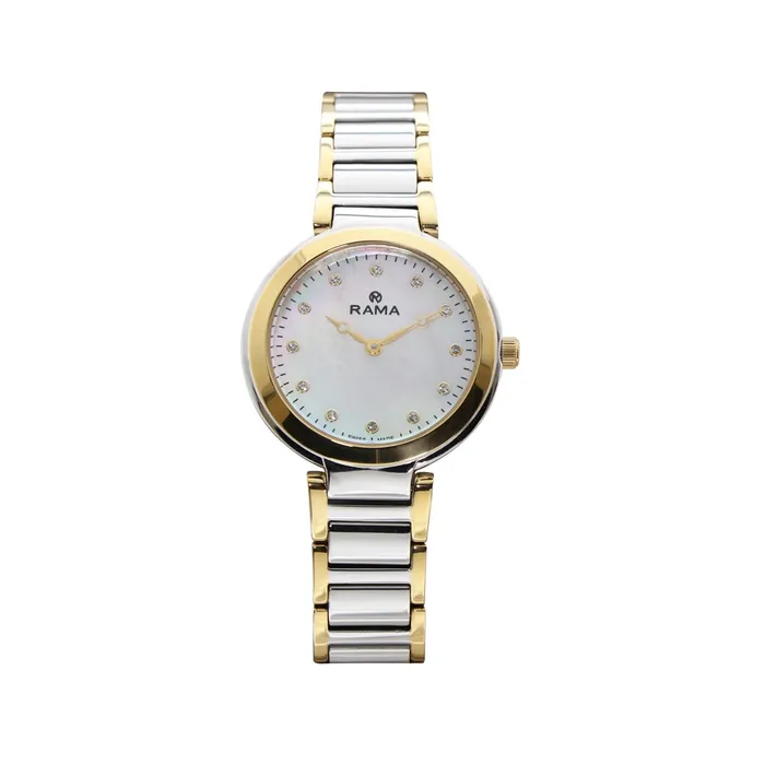 Rama Rama Ladies Quartz Watch Two Tone Yellow GoldSilver Plated Stainless Steel Case Bracelet With Mother Of Pearl Dial Bracelets