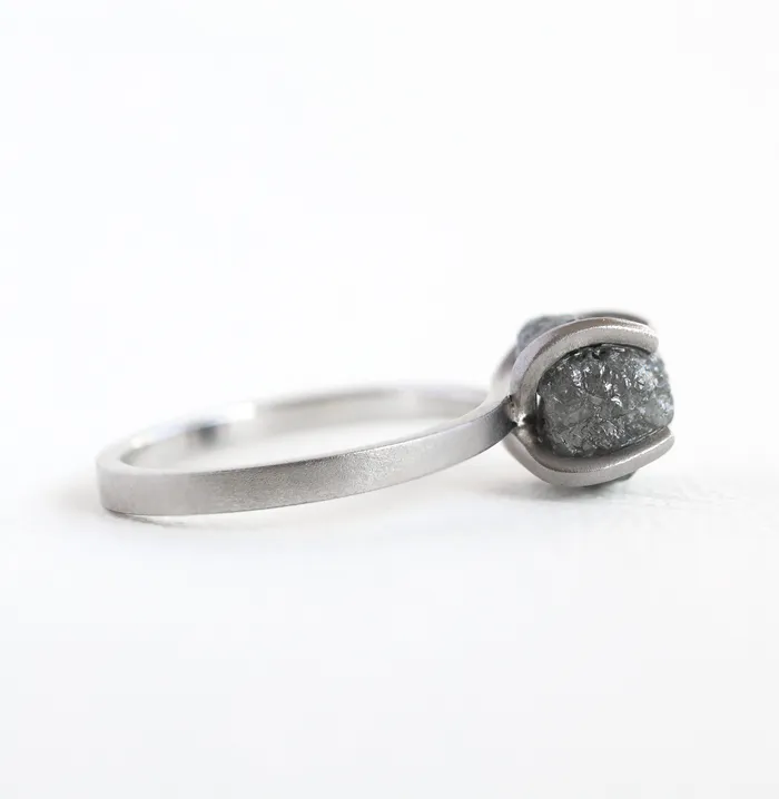 Raw Diamond Platinum Ring Capucinne Rings