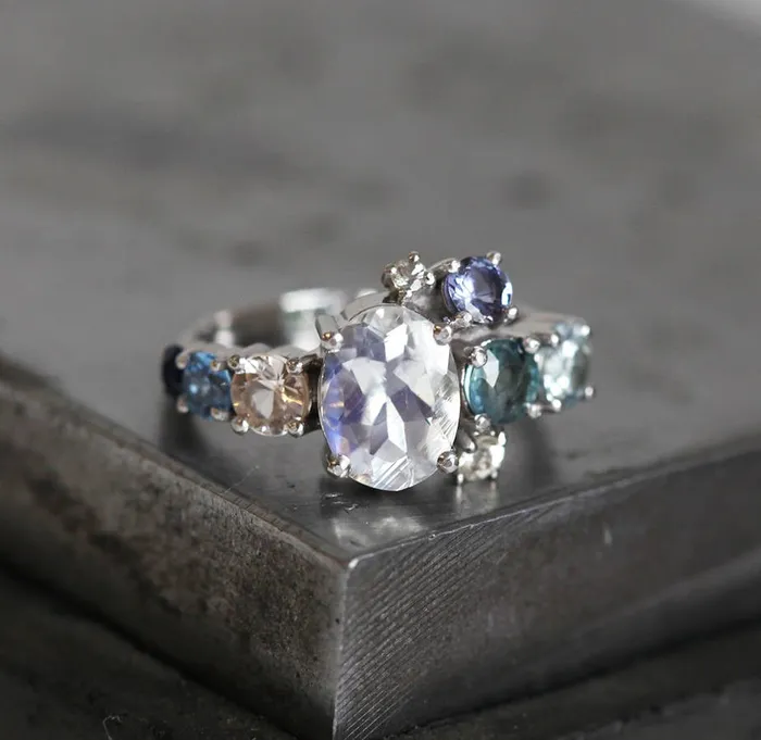 Revel Oval Moonstone Cluster Ring Capucinne Rings