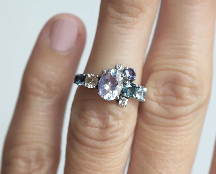 Revel Oval Moonstone Cluster Ring Capucinne Rings