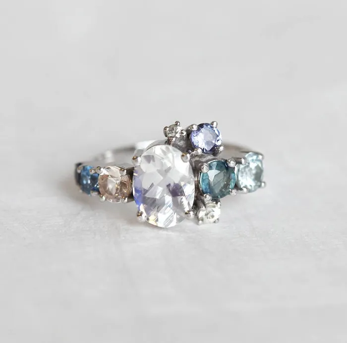 Revel Oval Moonstone Cluster Ring Capucinne Rings
