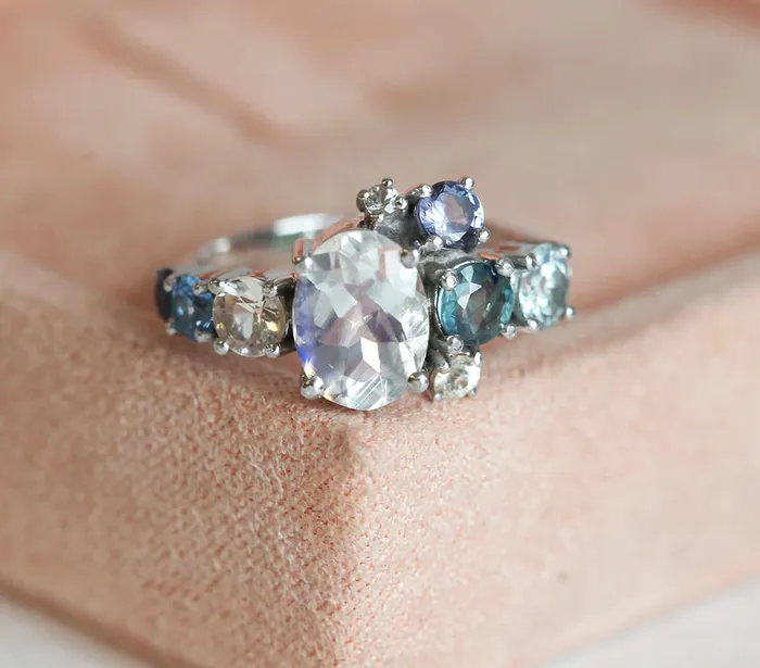 Revel Oval Moonstone Cluster Ring Capucinne Rings