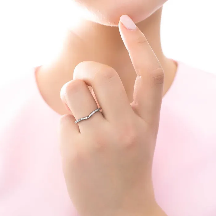Rings BERRICLE 3Stone Wishbone 025ct CZ Ring Set in Sterling Silver