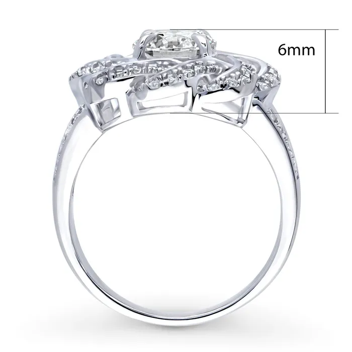 Rings BERRICLE Flower Woven CZ Split Shank Ring in Sterling Silver