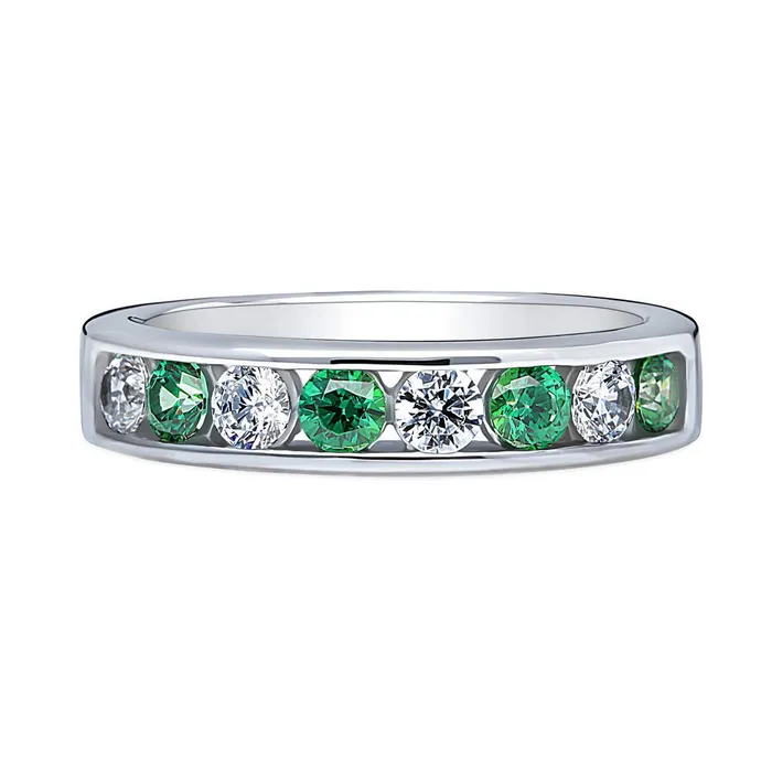 Rings BERRICLE Green Channel CZ Stackable Eternity Ring in Sterling Silver