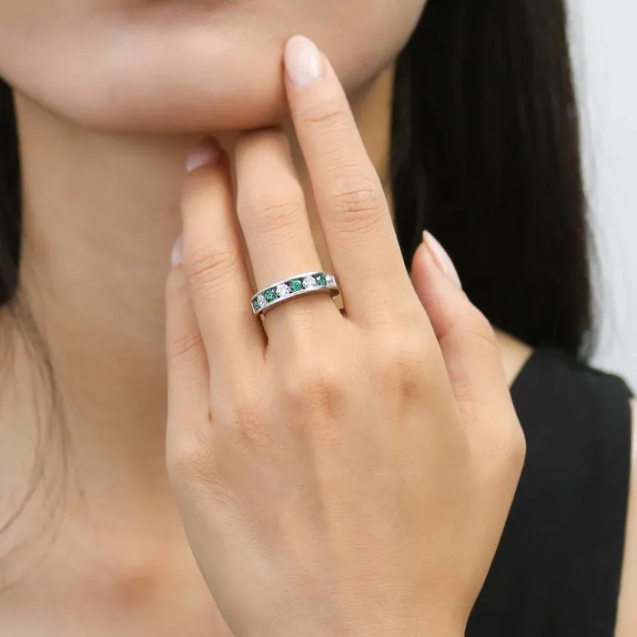 Rings BERRICLE Green Channel CZ Stackable Eternity Ring in Sterling Silver