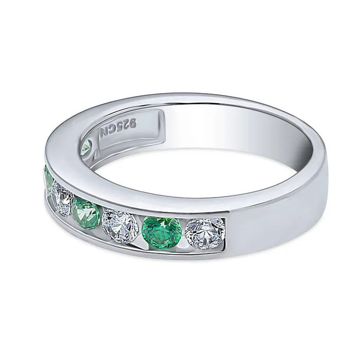 Rings BERRICLE Green Channel CZ Stackable Eternity Ring in Sterling Silver