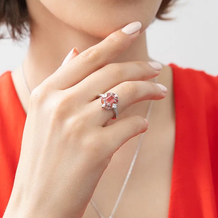 Rings BERRICLE Halo Art Deco Simulated Garnet CZ Ring in Sterling Silver
