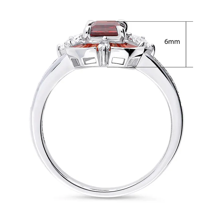 Rings BERRICLE Halo Art Deco Simulated Garnet CZ Ring in Sterling Silver