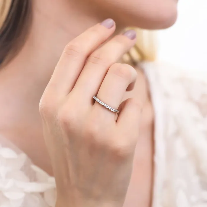Rings BERRICLE Halo Princess CZ Insert Ring Set in Sterling Silver