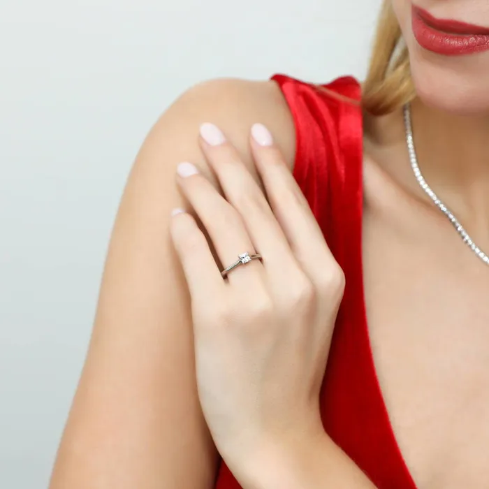 Rings BERRICLE Solitaire 04ct Princess CZ Ring in Sterling Silver