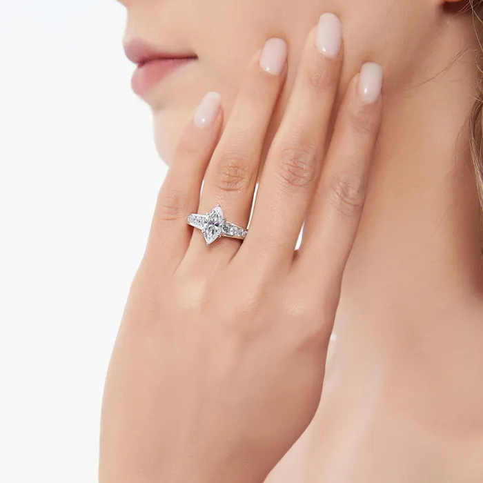 Rings BERRICLE Solitaire 16ct Marquise CZ Ring in Sterling Silver