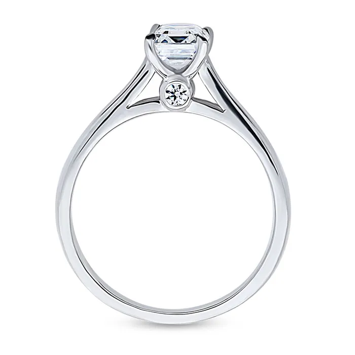 Rings BERRICLE Solitaire 1ct Emerald Cut CZ Ring in Sterling Silver