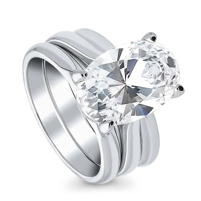 Rings BERRICLE Solitaire 55ct Oval CZ Ring Set in Sterling Silver