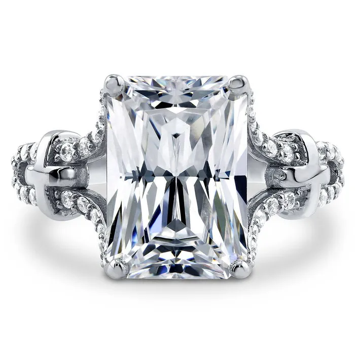 Rings BERRICLE Solitaire 76ct Radiant CZ Ring in Sterling Silver