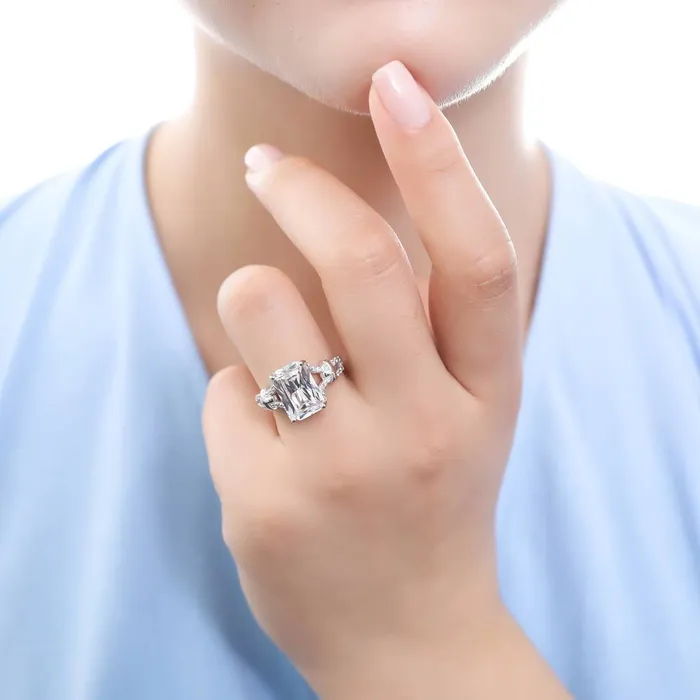 Rings BERRICLE Solitaire 76ct Radiant CZ Ring in Sterling Silver