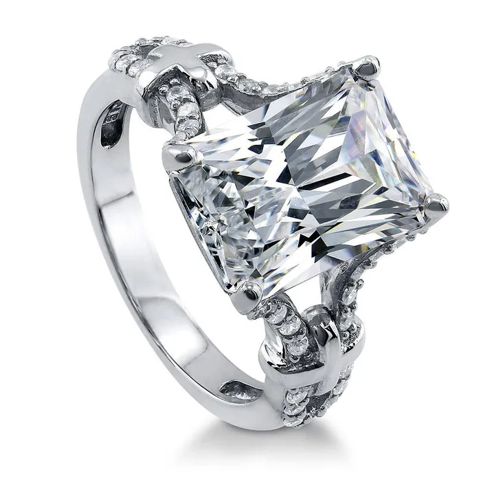 Rings BERRICLE Solitaire 76ct Radiant CZ Ring in Sterling Silver