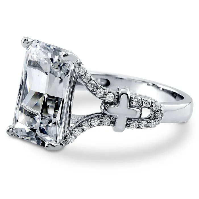 Rings BERRICLE Solitaire 76ct Radiant CZ Ring in Sterling Silver
