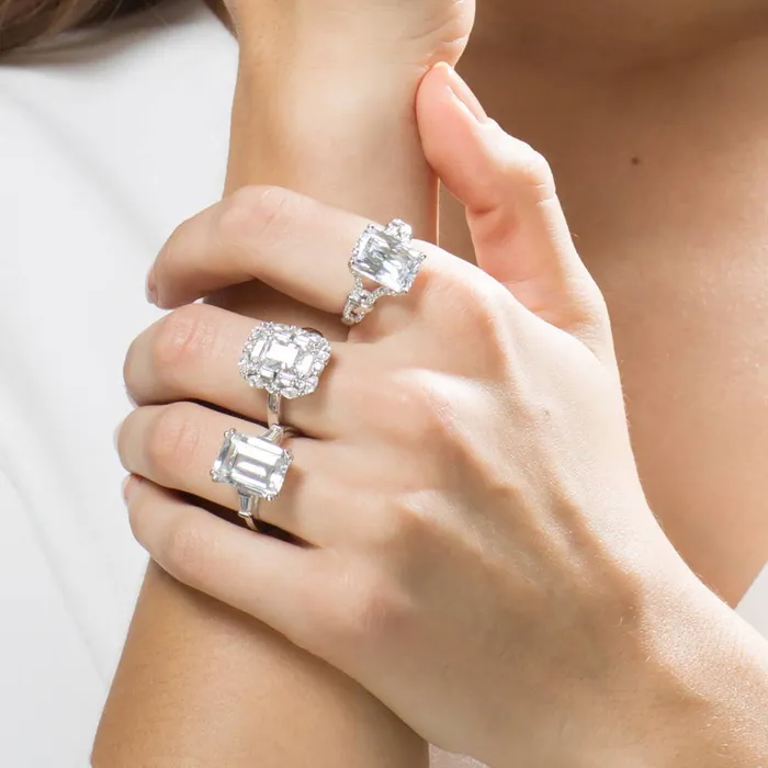 Rings BERRICLE Solitaire 76ct Radiant CZ Ring in Sterling Silver