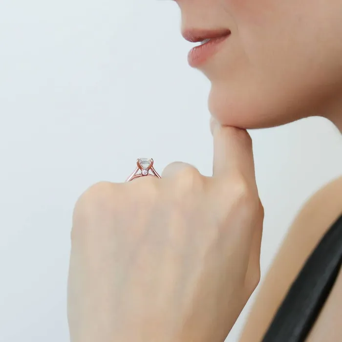 Rings BERRICLE Solitaire Princess CZ Ring in Rose Gold Plated Sterling Silver