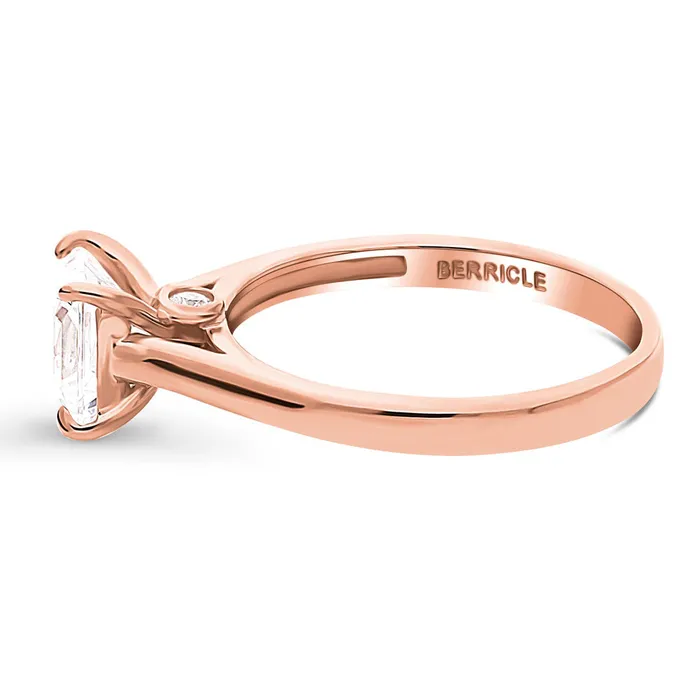 Rings BERRICLE Solitaire Princess CZ Ring in Rose Gold Plated Sterling Silver