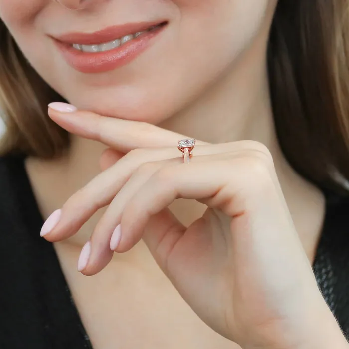 Rings BERRICLE Solitaire Princess CZ Ring in Rose Gold Plated Sterling Silver