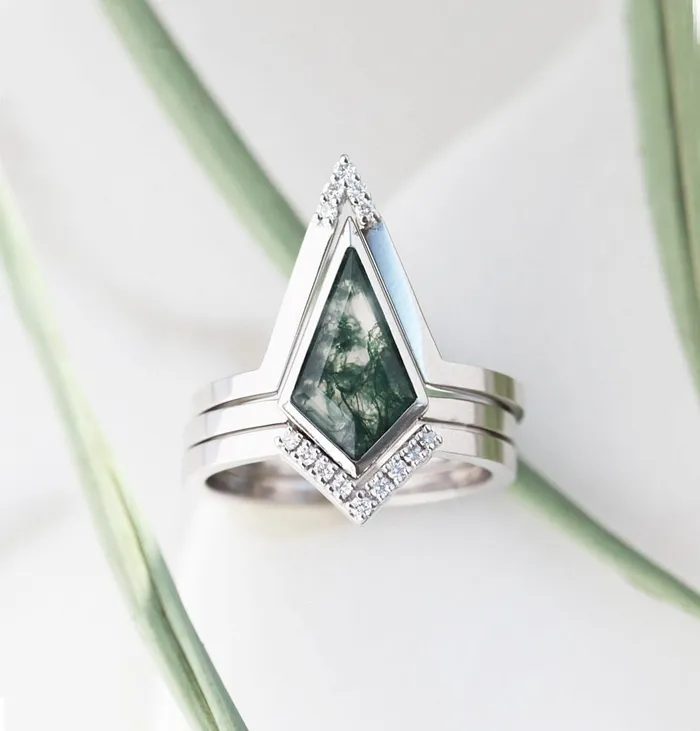 Rings Capucinne Aubrey Moss Agate Ring Set