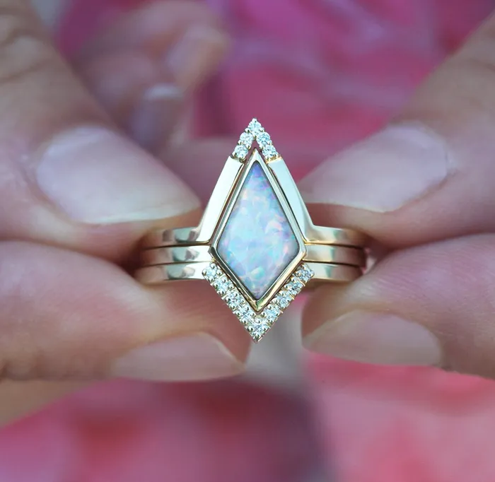 Rings Capucinne Aubrey Moss Agate Ring Set