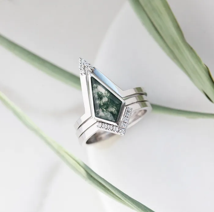 Rings Capucinne Aubrey Moss Agate Ring Set