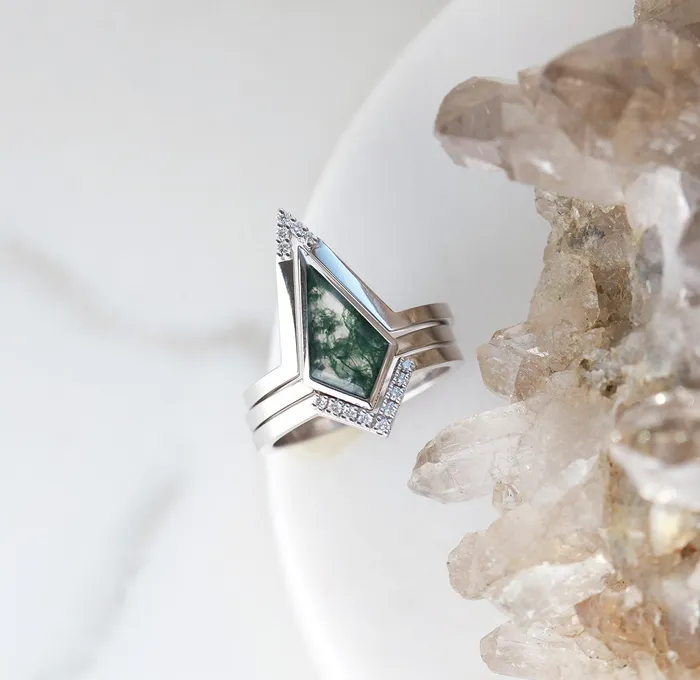 Rings Capucinne Aubrey Moss Agate Ring Set