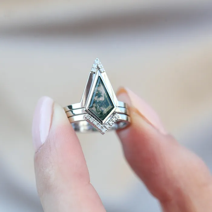 Rings Capucinne Aubrey Moss Agate Ring Set