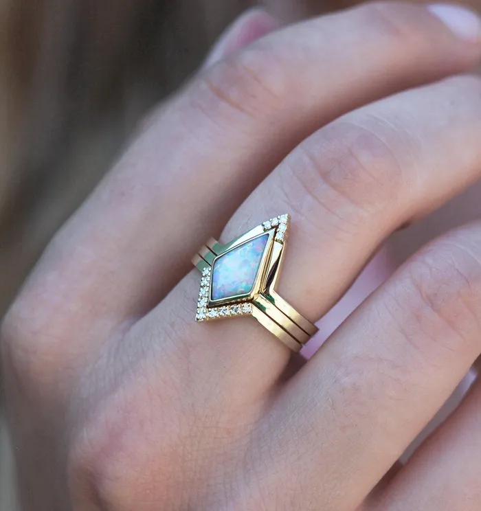 Rings Capucinne Aubrey Moss Agate Ring Set