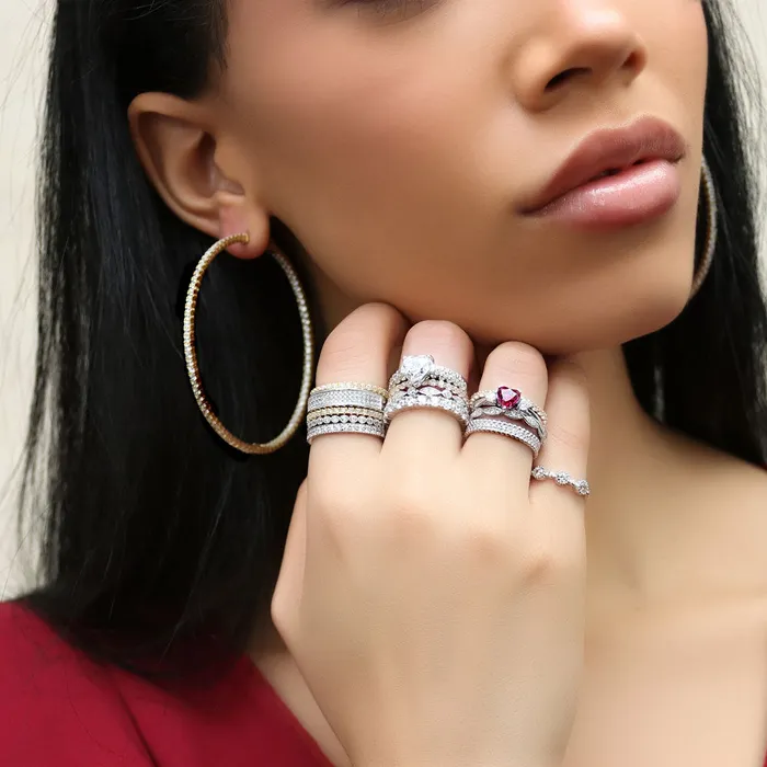 Rings CZ Half Eternity Ring in Sterling Silver BERRICLE