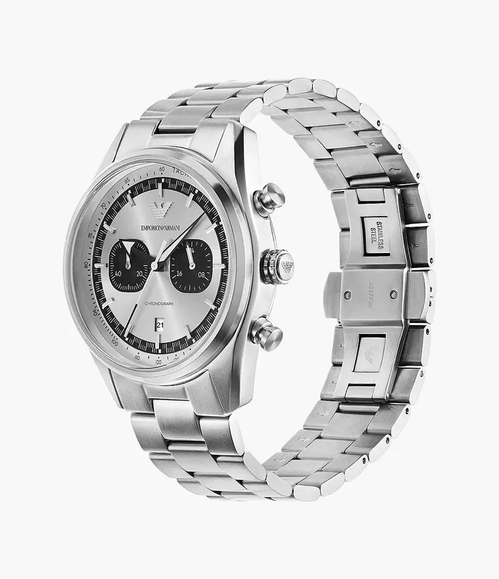 Rings Emporio Armani Emporio Armani Chronograph Gents Silver Tone Watch