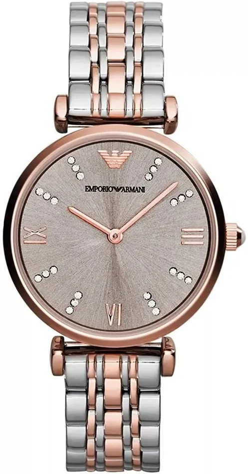 Rings Emporio Armani Emporio Armani Gianni TBar Ladies Grey Dial Silver Rose Gold Tone Watch