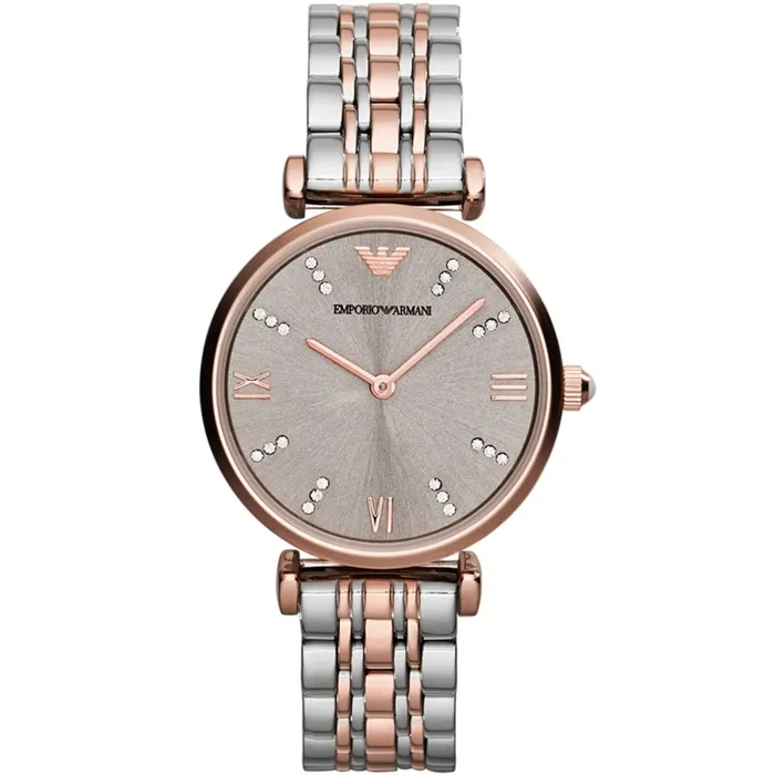 Rings Emporio Armani Emporio Armani Gianni TBar Ladies Grey Dial Silver Rose Gold Tone Watch