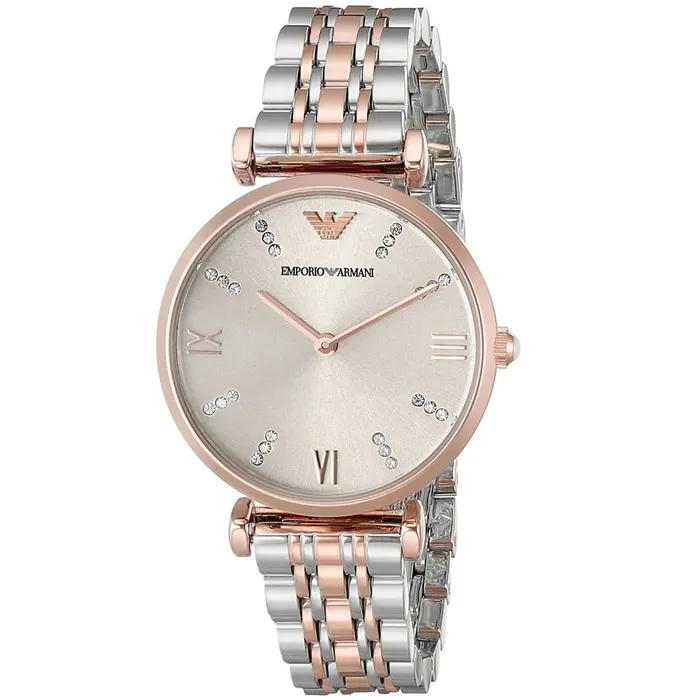 Rings Emporio Armani Emporio Armani Gianni TBar Ladies Grey Dial Silver Rose Gold Tone Watch
