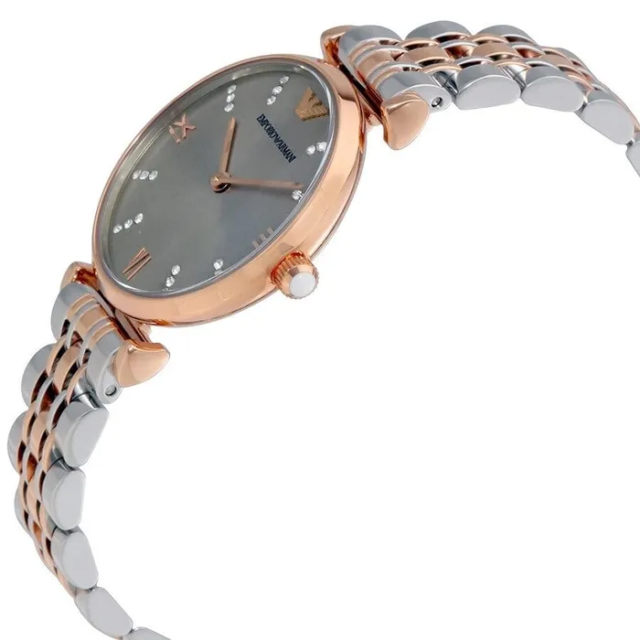 Rings Emporio Armani Emporio Armani Gianni TBar Ladies Grey Dial Silver Rose Gold Tone Watch